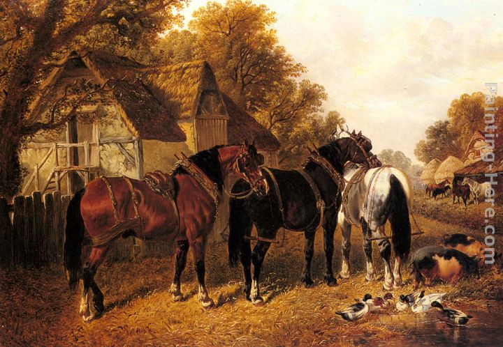 An English Homestead painting - John Frederick Herring, Jnr An English Homestead art painting